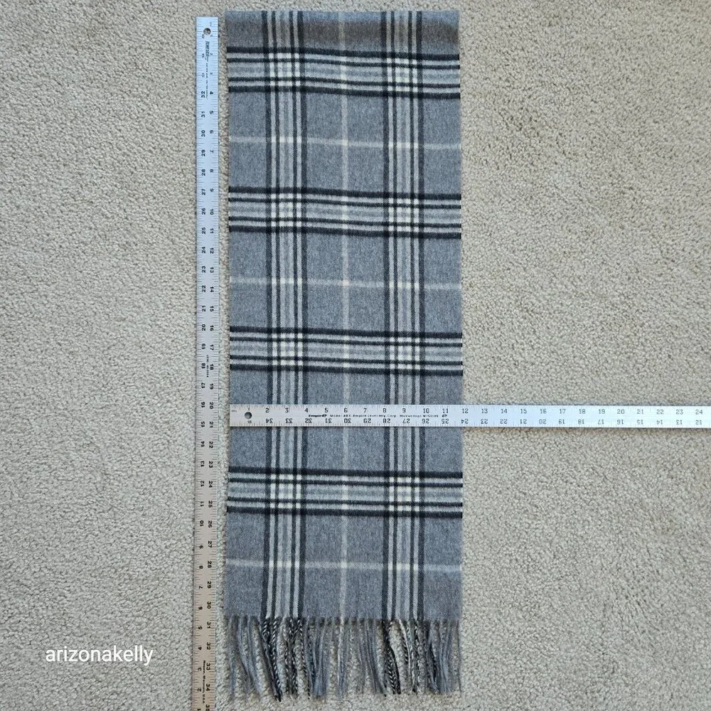NWOT Enzo Mantovani Wool/Cashmere Scarf in Plaid Grey Black - Picture 11 of 11